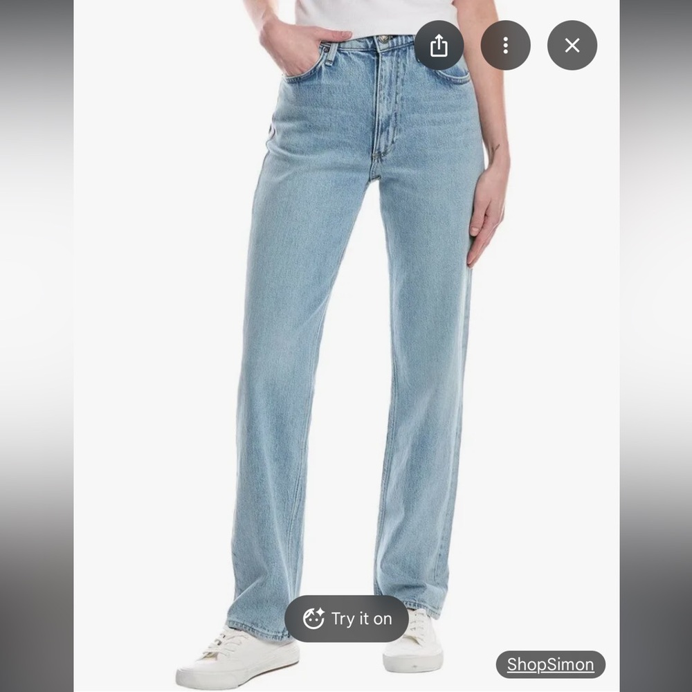 NWT rag & bone Women's Harlow Mid-Rise Sky Blue Straight Leg Jeans